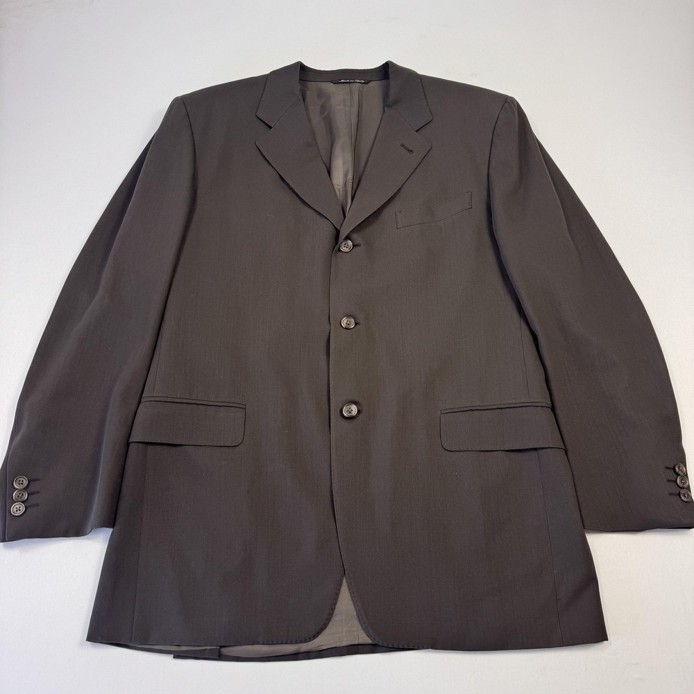 Canali‎ Suit Jacket Blazer Mens 52 Brown Wool 3 Button Sport Coat Made Italy